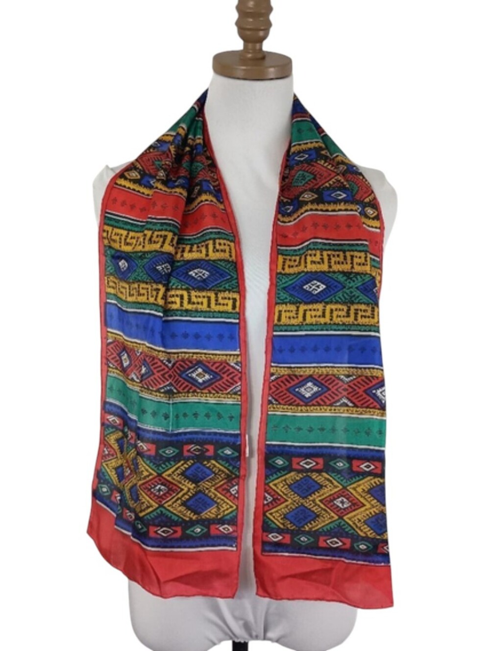 Vintage 80s Made in China Multicolored Silk Scarf